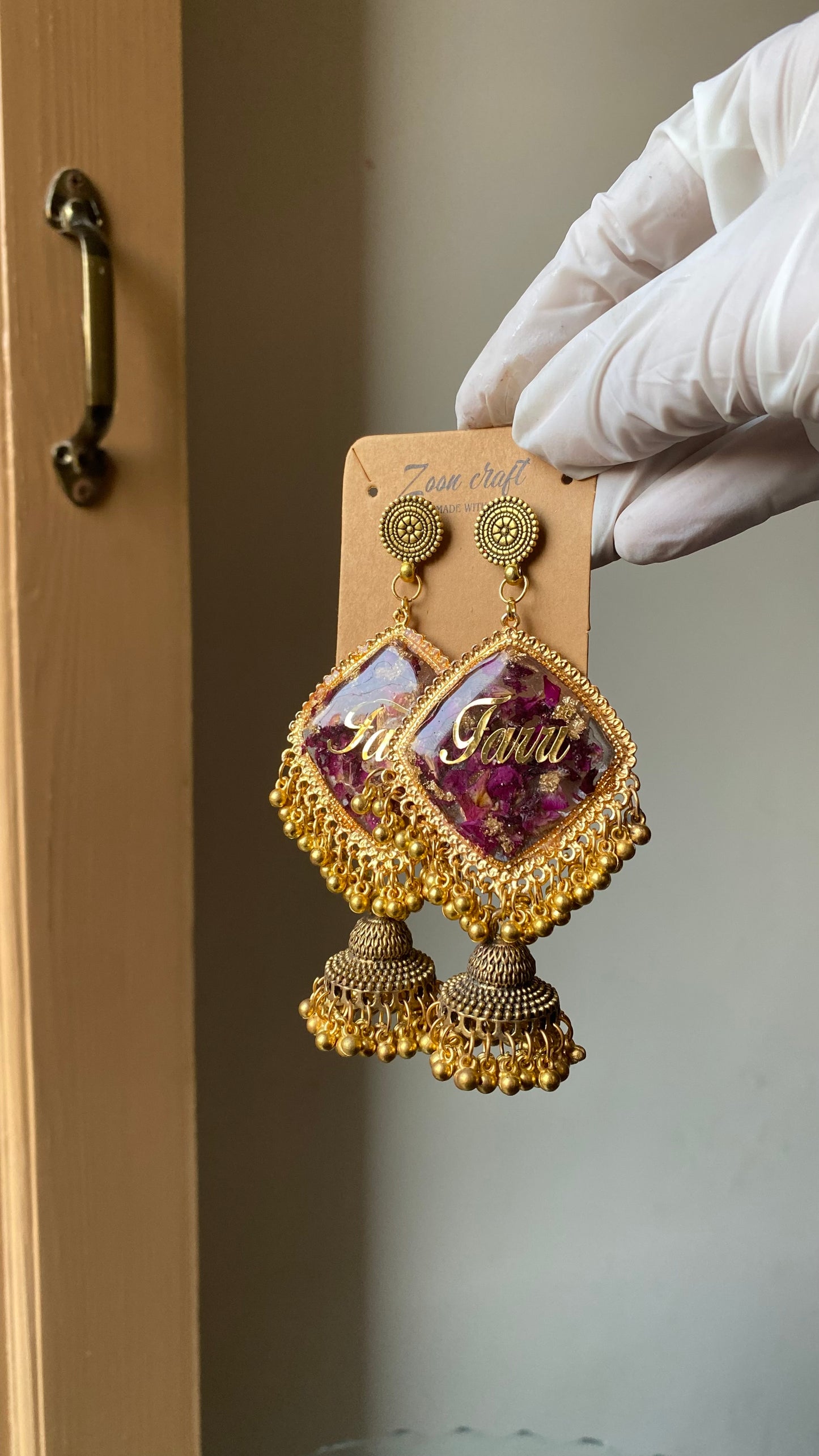 Rose Romance – Real Petal Jhumkas” 🌹✨ (1J)