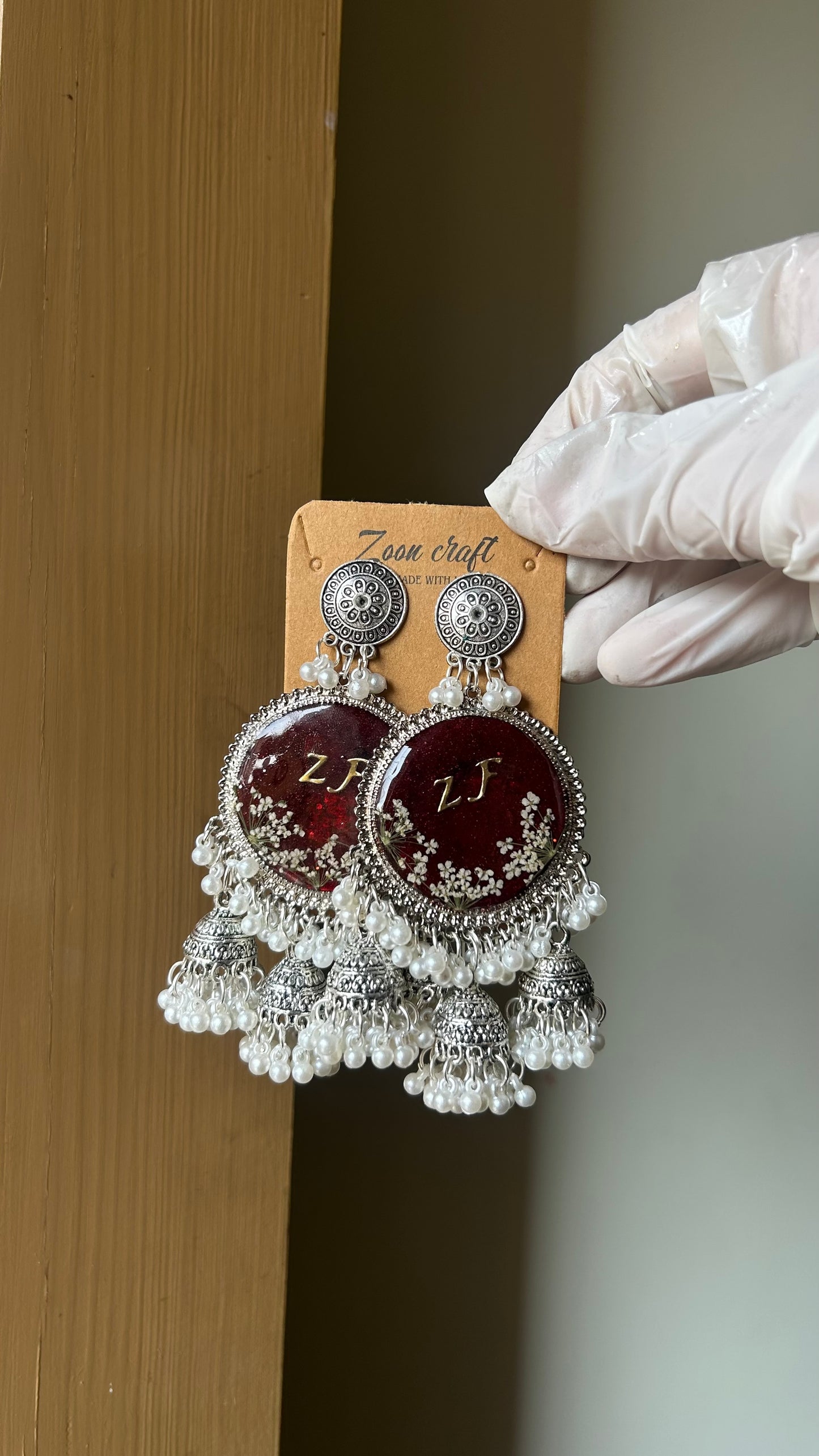Blood Jhumka | “Eternal Bond – Blood & Resin Love Jhumkas” ❤️🩸✨(3 jhumki with A.M flowers)