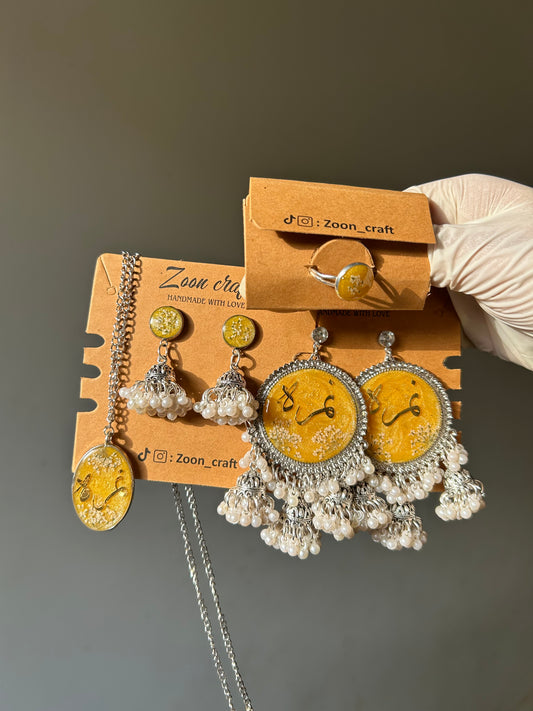 Ammi majus x 3Jhumki set💛✨(Earrings,mini jhumki, ring&pendant)🦋