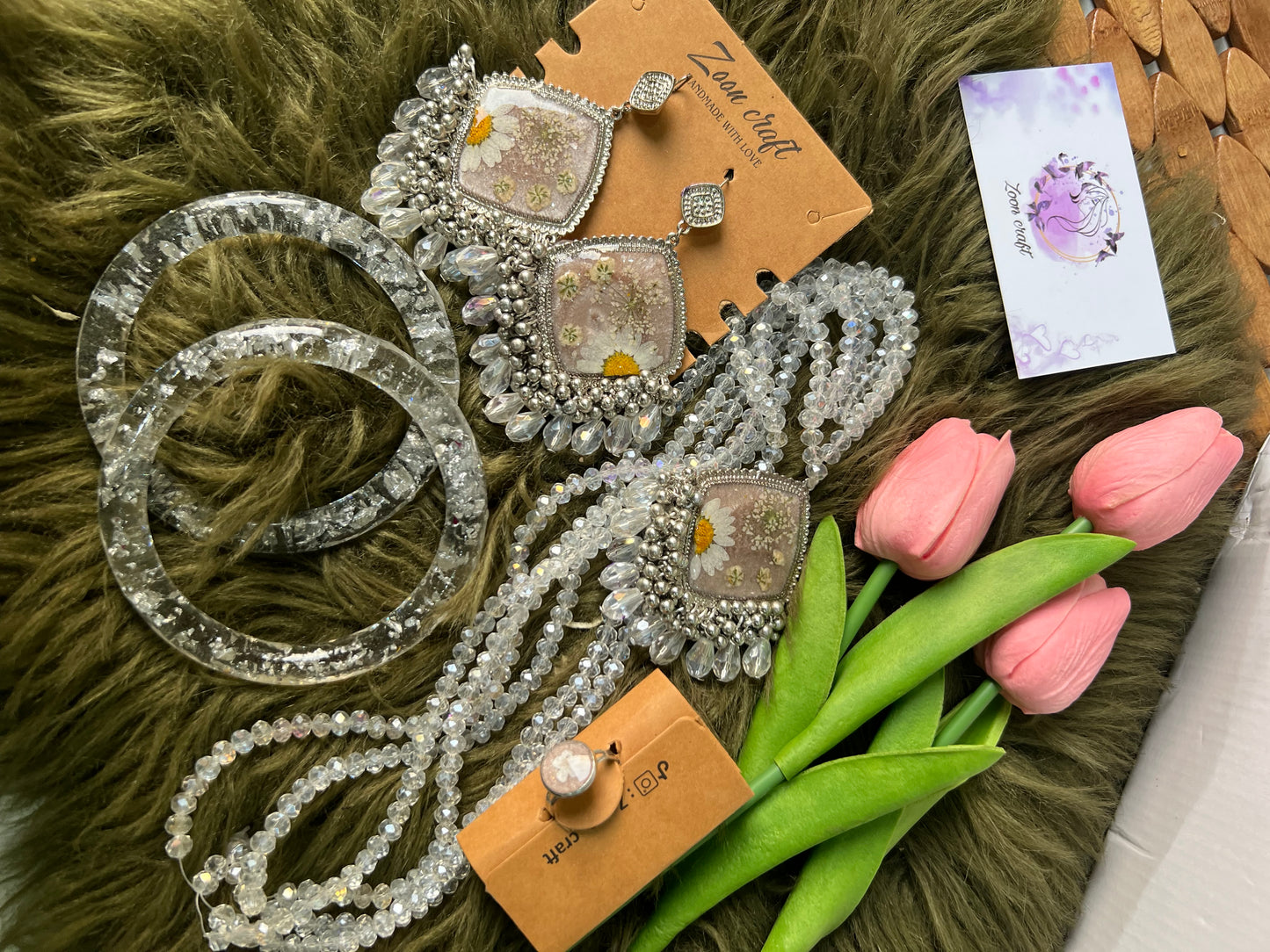 Light Brown set ✨🤍Earrings Mala bangles & Ring
