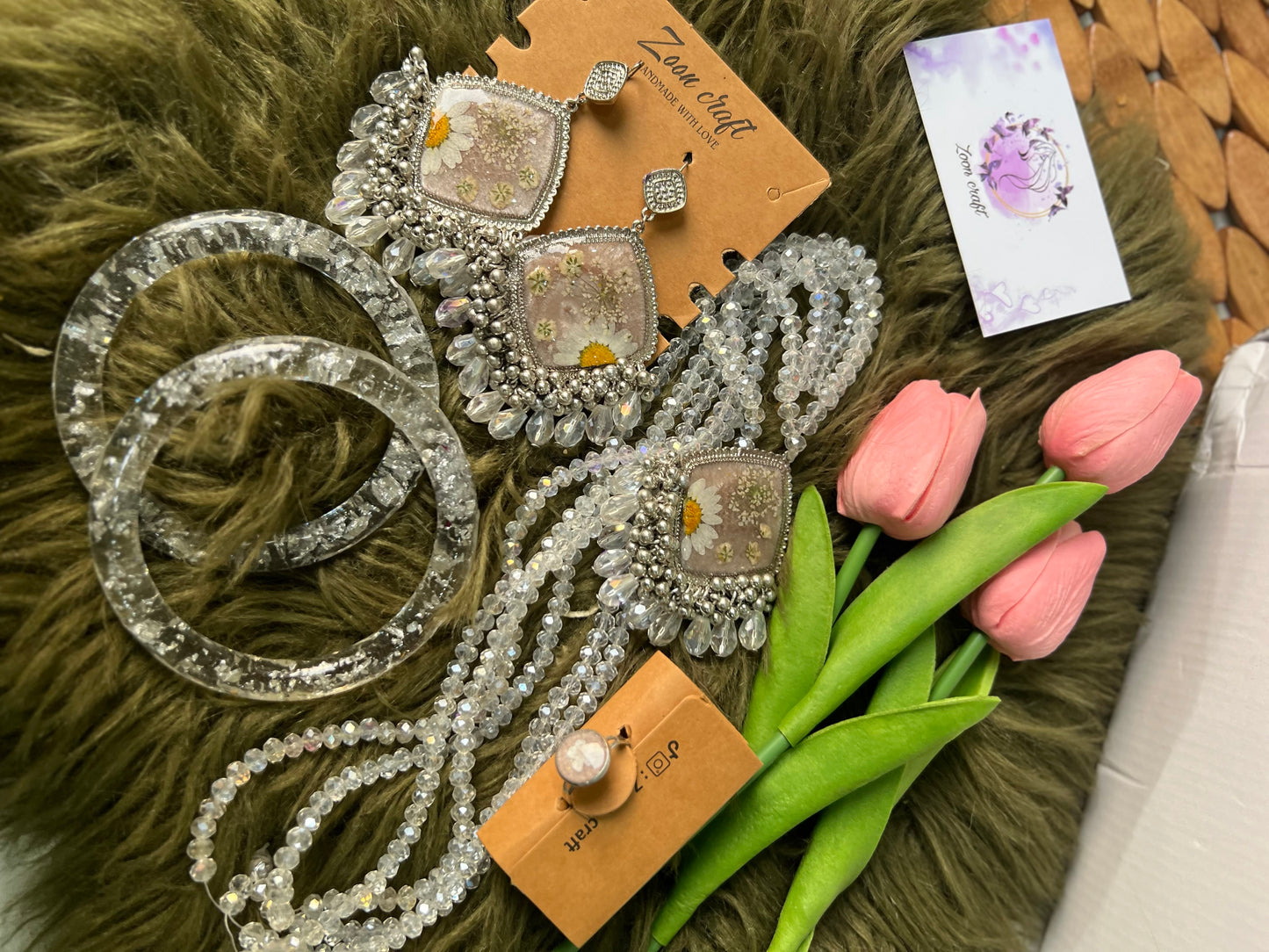 Light Brown set ✨🤍Earrings Mala bangles & Ring