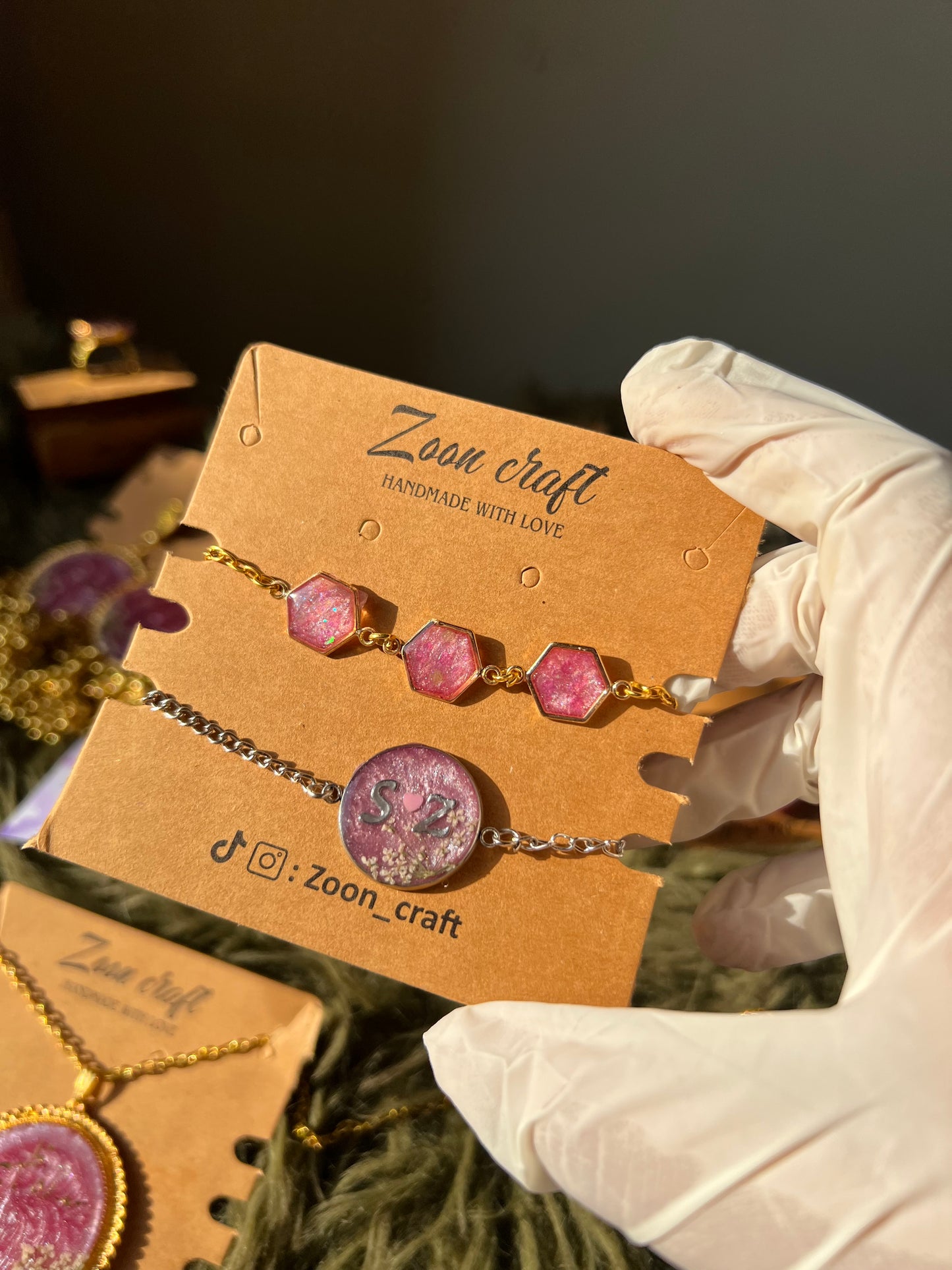 Velvet bloom π - Resin jewelry Set ( jhumkas ,round bracelet , rings , pendent , hair comb , mala , 3 bezel bracelet , pen , heart keychain) πβ¨