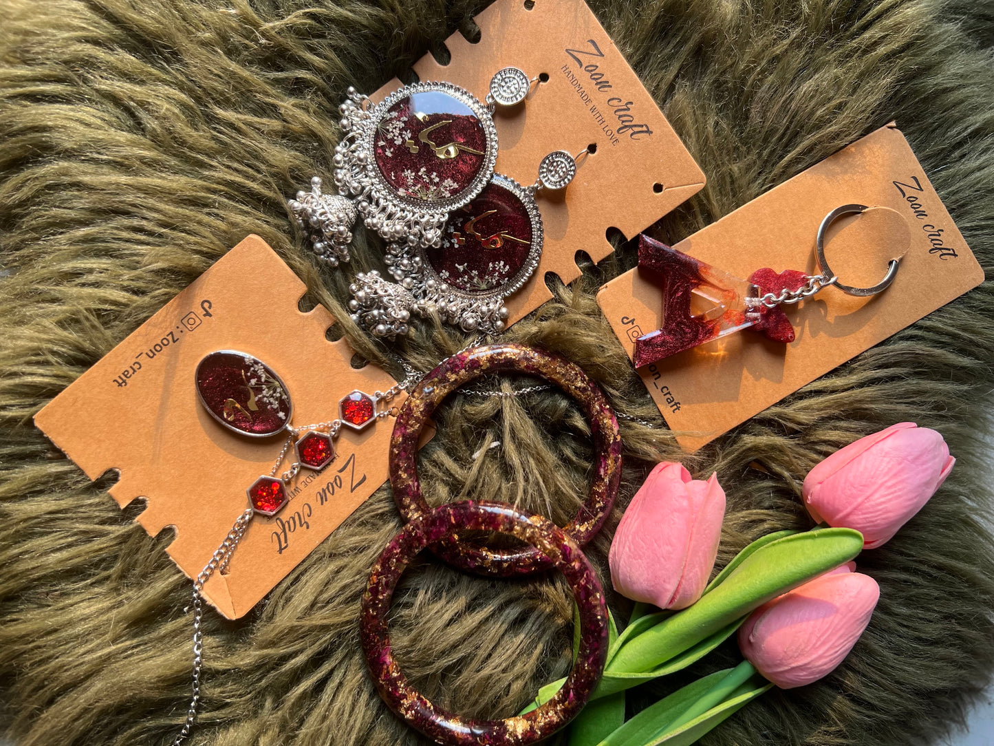 Blood set✨❤️-Earrings,bangles,breclet,pendant & Keychain✨❤️