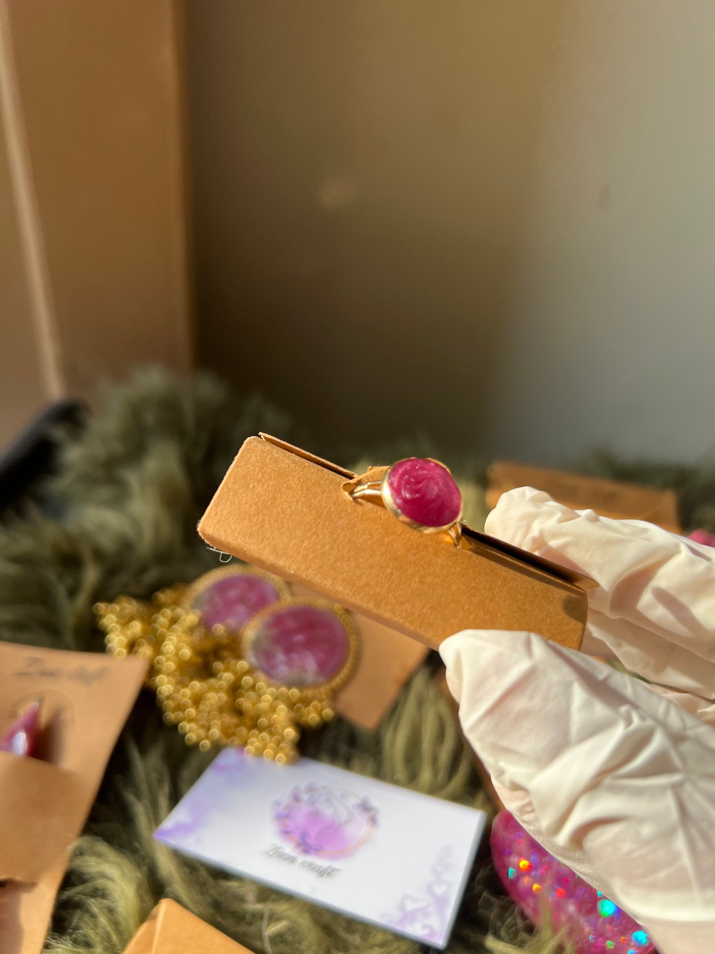 Velvet bloom π - Resin jewelry Set ( jhumkas ,round bracelet , rings , pendent , hair comb , mala , 3 bezel bracelet , pen , heart keychain) πβ¨