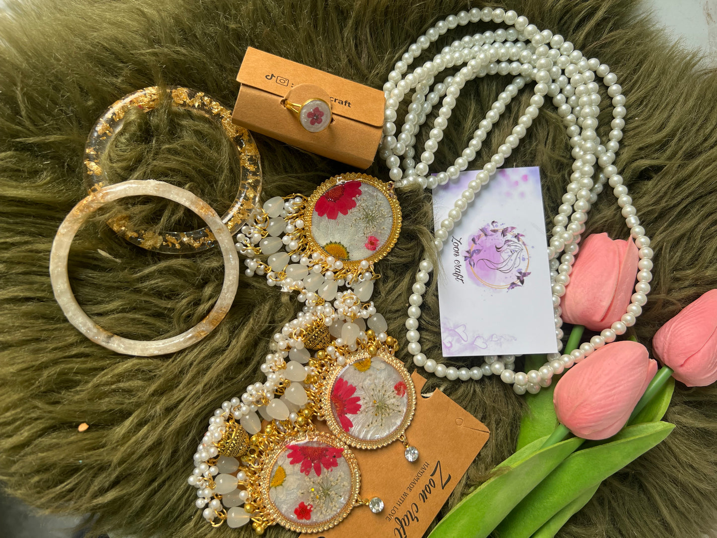White dreamy set✨🤍Earrings Mala bangles and Ring