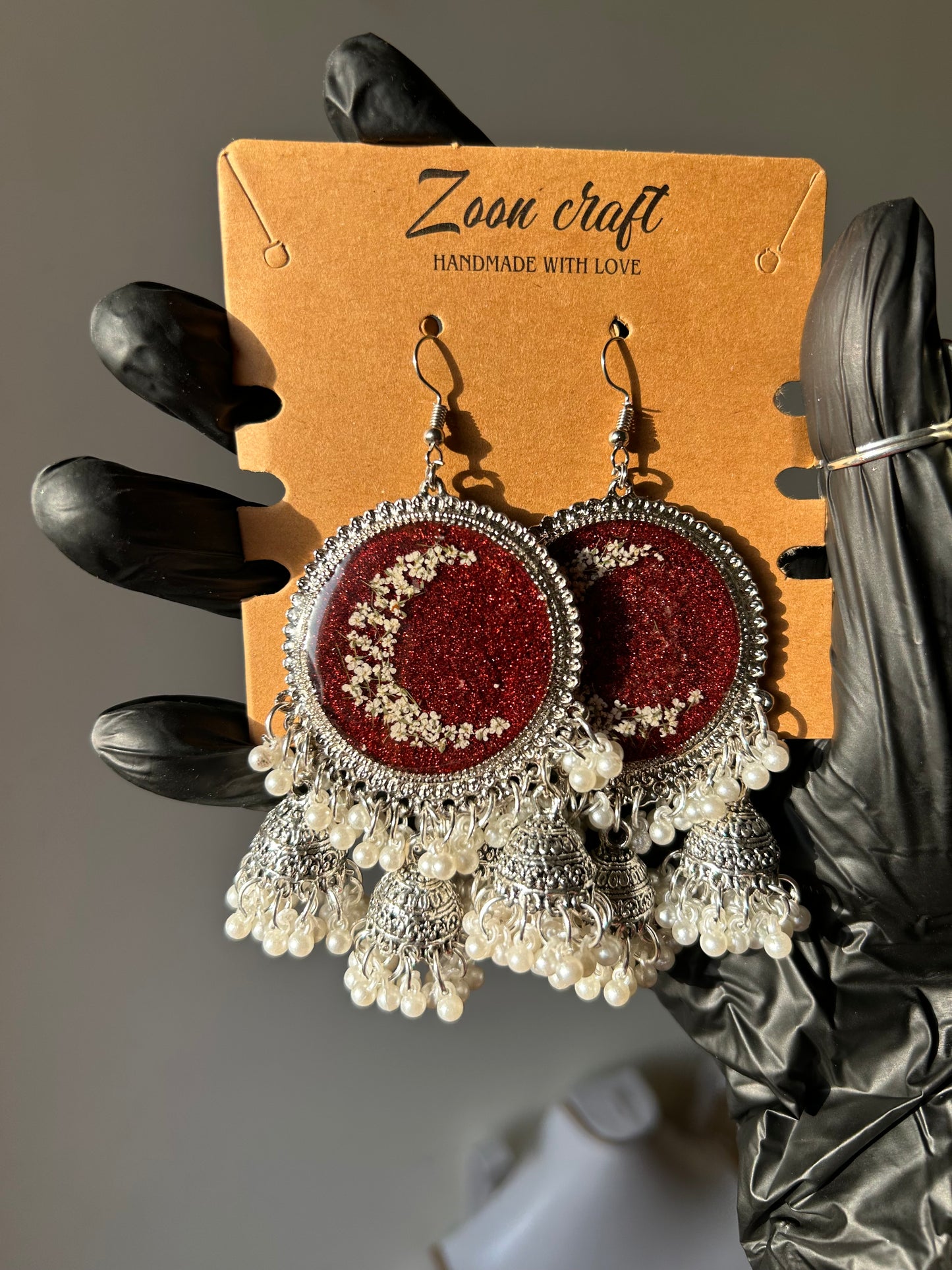 Lunar Blood 🌙❤️ - Resin bloody set ( jhumkas & a ring )