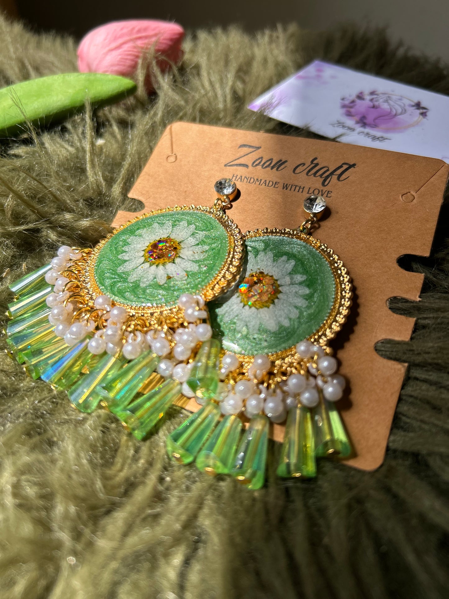 Mint Green daisy Earrings(comfy) ✨💚