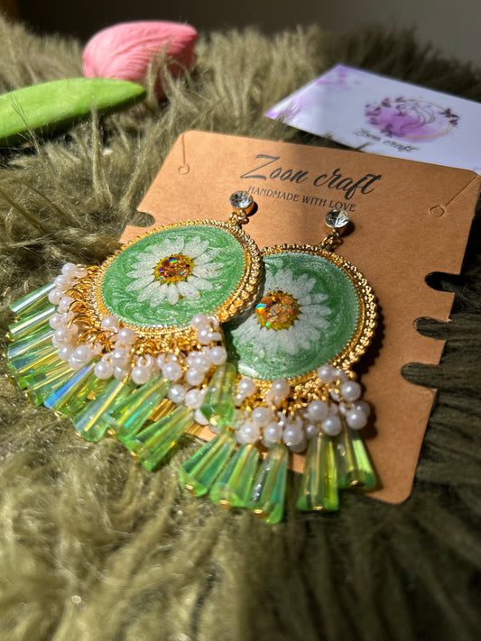 Mint Green daisy Earrings(comfy) ✨💚