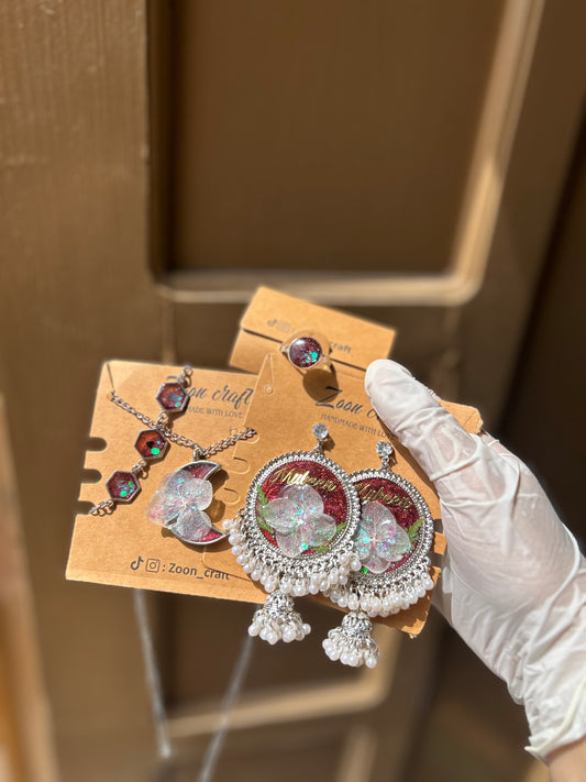 Blood Moon set 🌙✨❤️Earrings,pendant,Ring& Breclet✨🥀