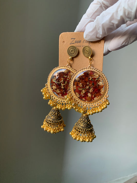 Rose Romance – Real Petal Jhumkas” 🌹✨ (1J)