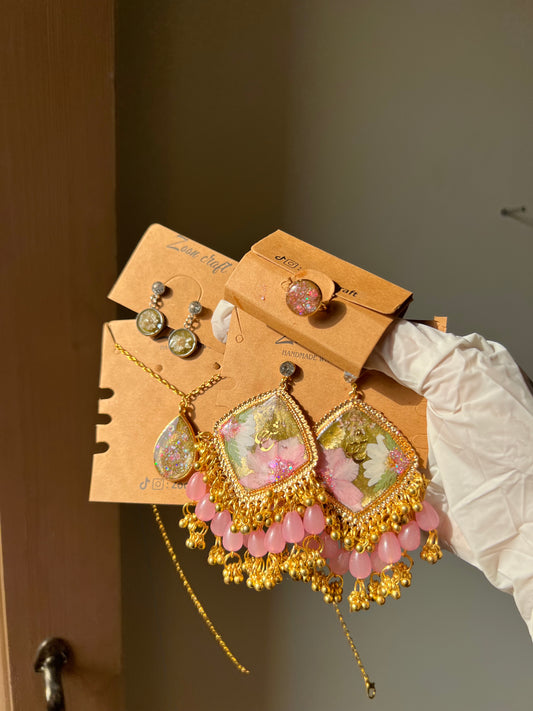 FloraLyn 🌸✨ - Resin Jewelery set ( jhumkas , earrings , ring & pendent)🫶🏻