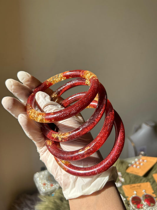 Red/GoldFoil Resin Bangles✨❤️