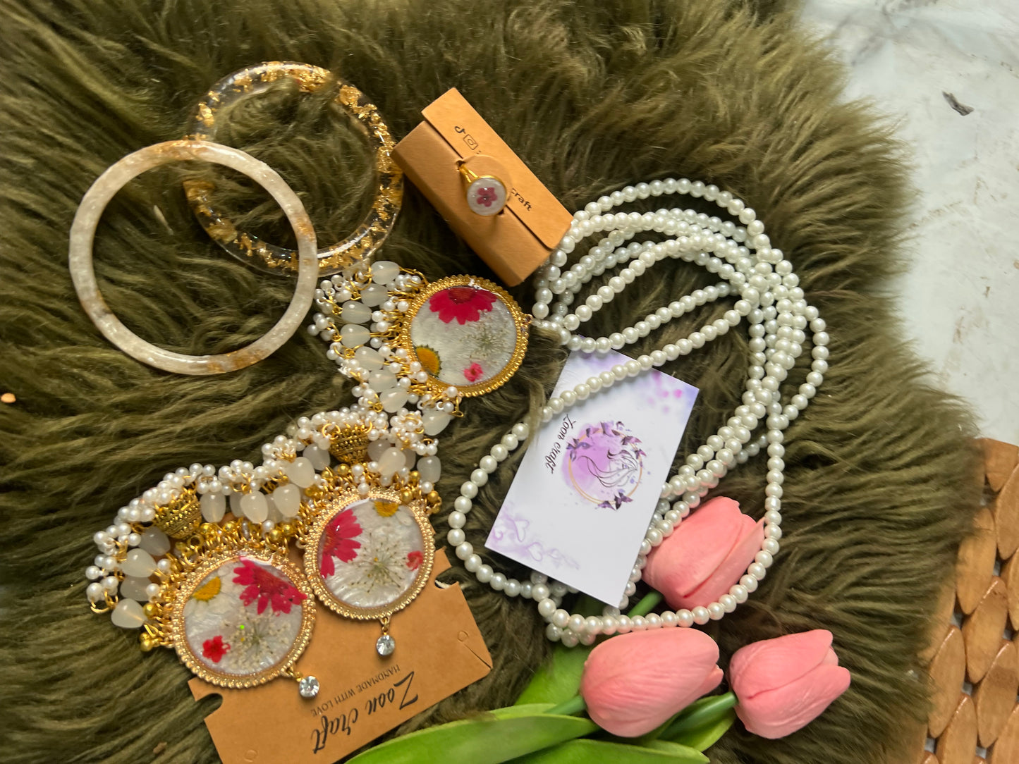 White dreamy set✨🤍Earrings Mala bangles and Ring