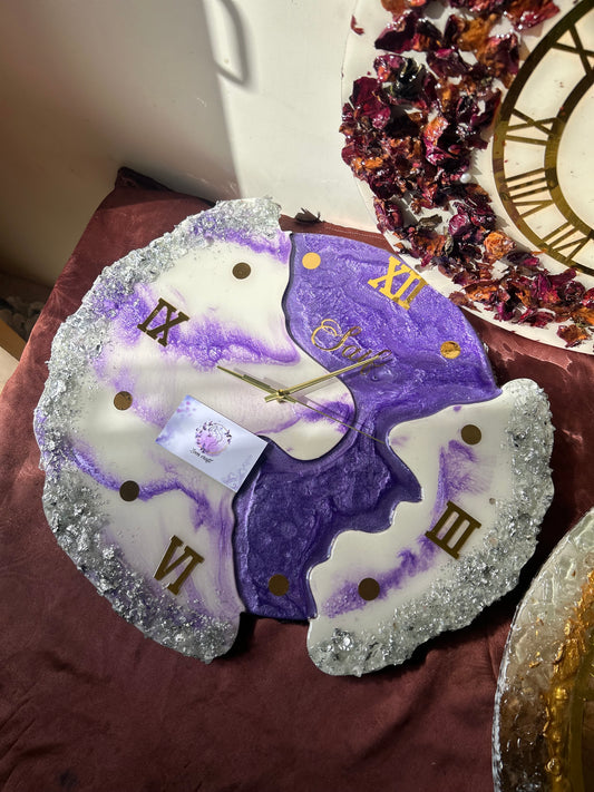 Twilight Slice Resin Clock ✨💜🌙