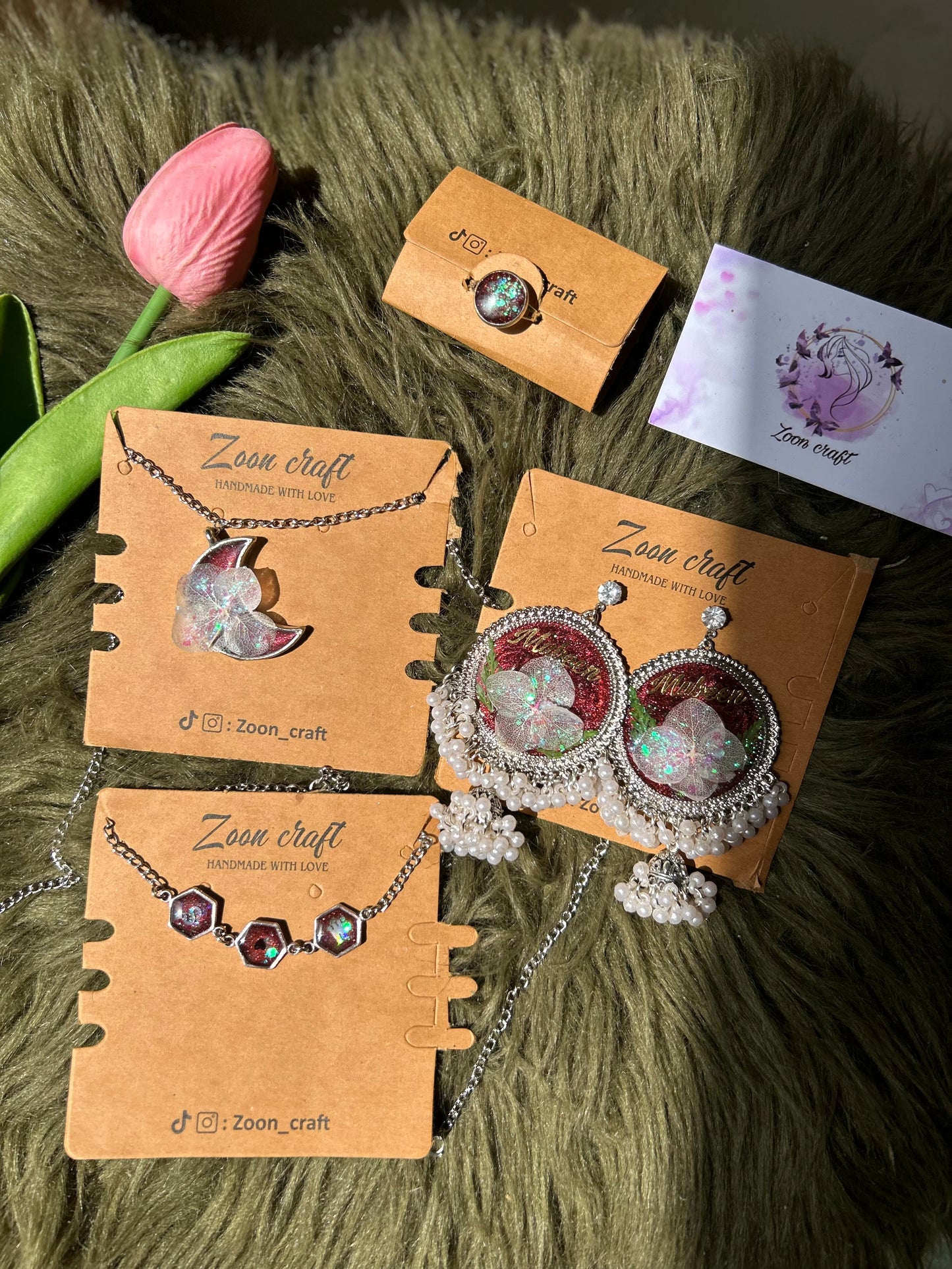 Blood Moon set 🌙✨❤️Earrings,pendant,Ring& Breclet✨🥀