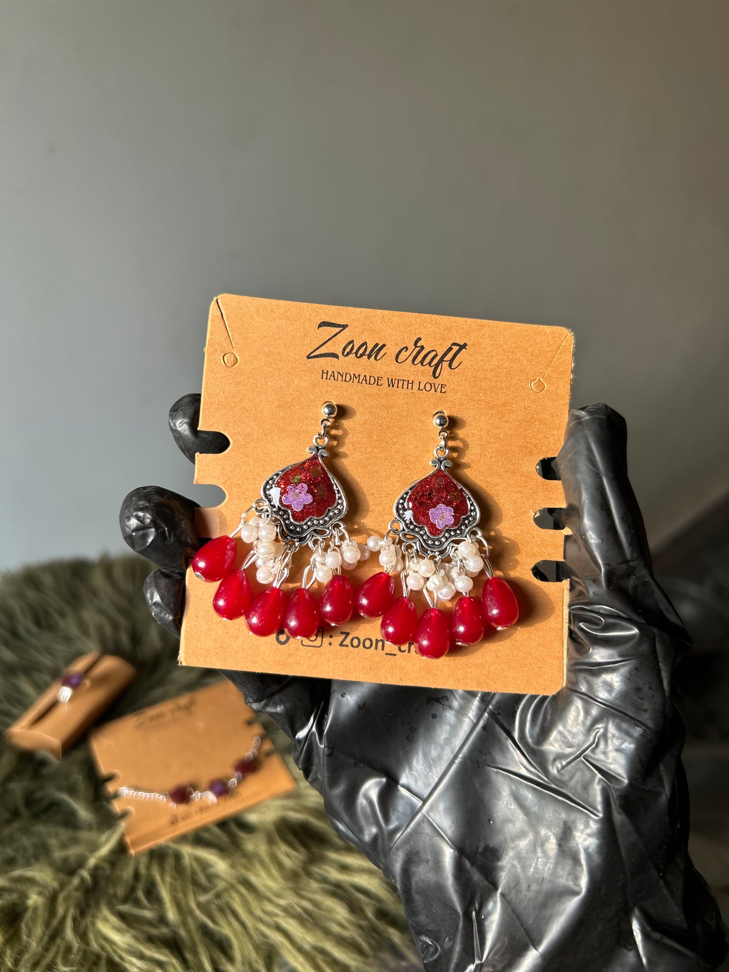 Little Luxe Bundle ♥️ - Resin blood jewelry set 🥀 ( small jhumkas, 3 bezel bracelet & ring ) 🎀🌙