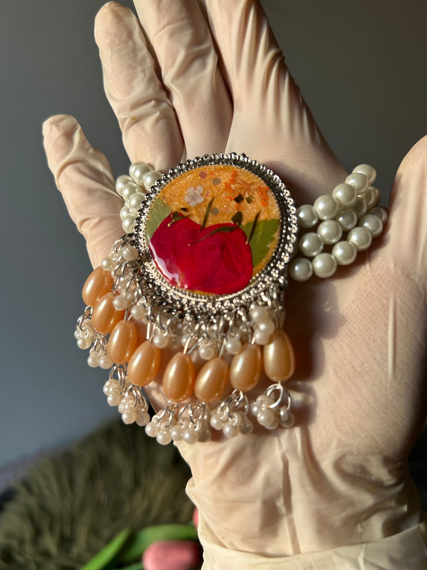 Peach Rose luxery set✨🧡❤️(Earrings,chokker,Breclet & Ring)