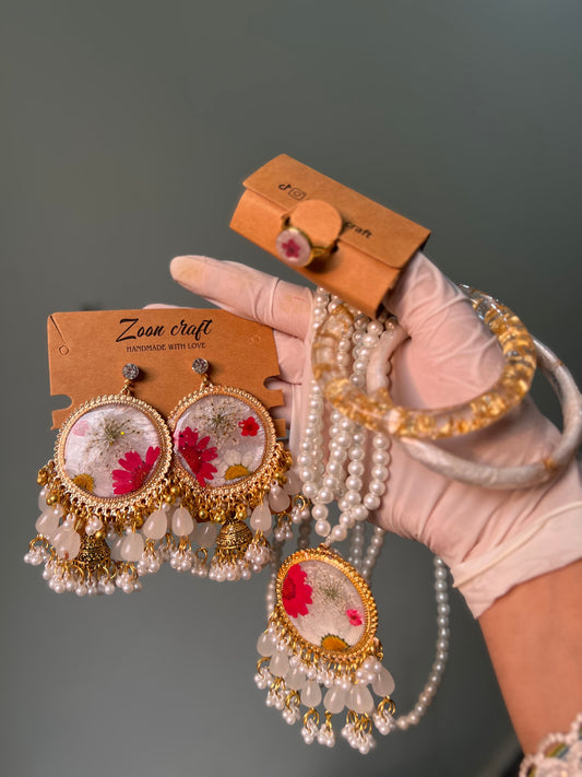 White dreamy set✨🤍Earrings Mala bangles and Ring