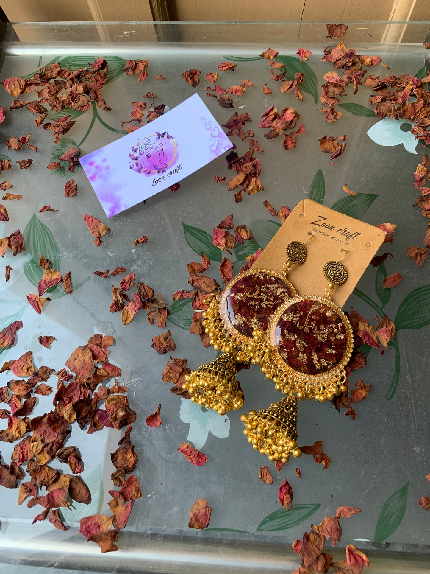 Rose Romance – Real Petal Jhumkas” 🌹✨ (1J)