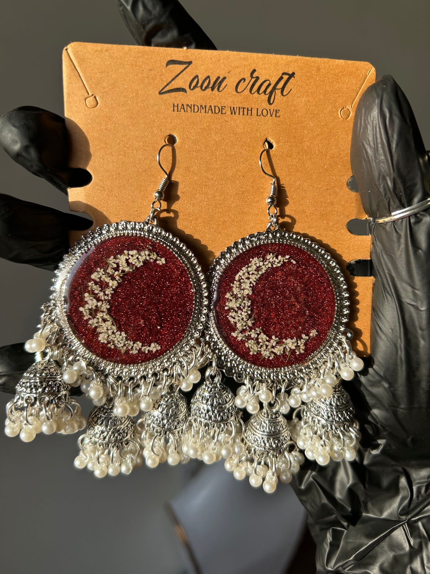 Lunar Blood 🌙❤️ - Resin bloody set ( jhumkas & a ring )
