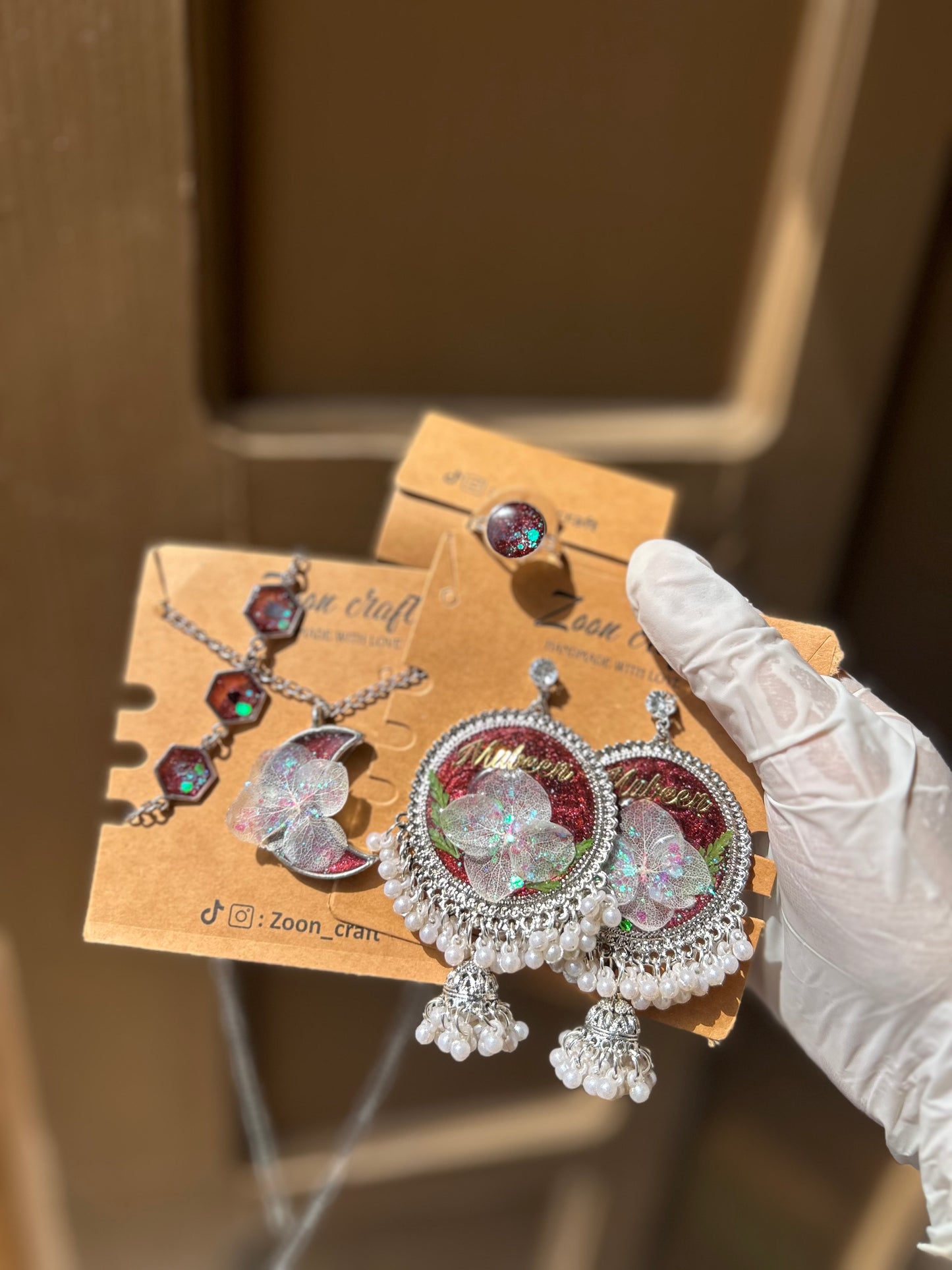 Blood Moon set 🌙✨❤️Earrings,pendant,Ring& Breclet✨🥀