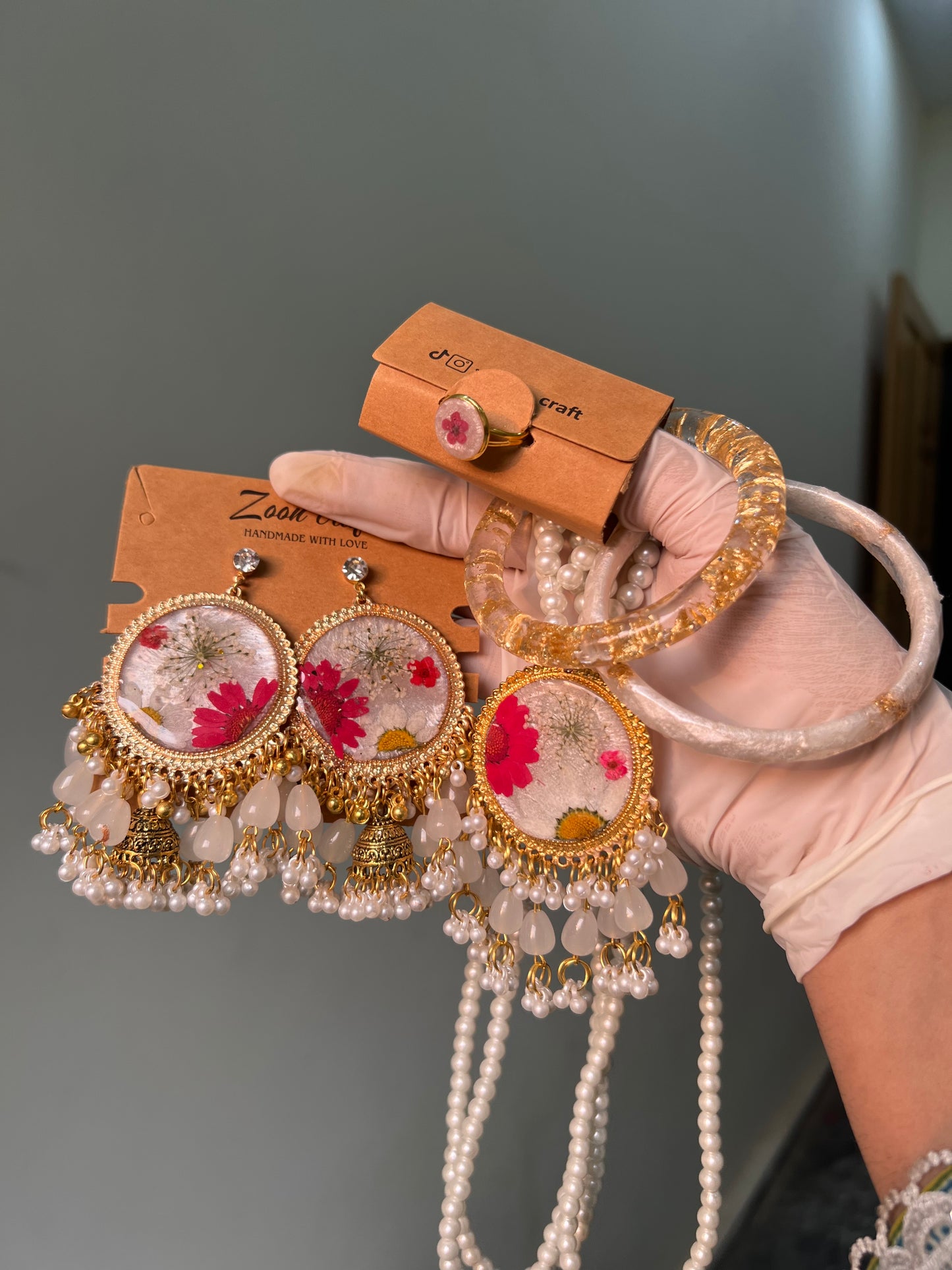White dreamy set✨🤍Earrings Mala bangles and Ring
