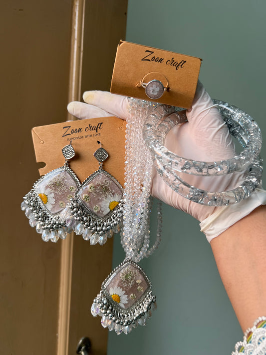 Light Brown set ✨🤍Earrings Mala bangles & Ring