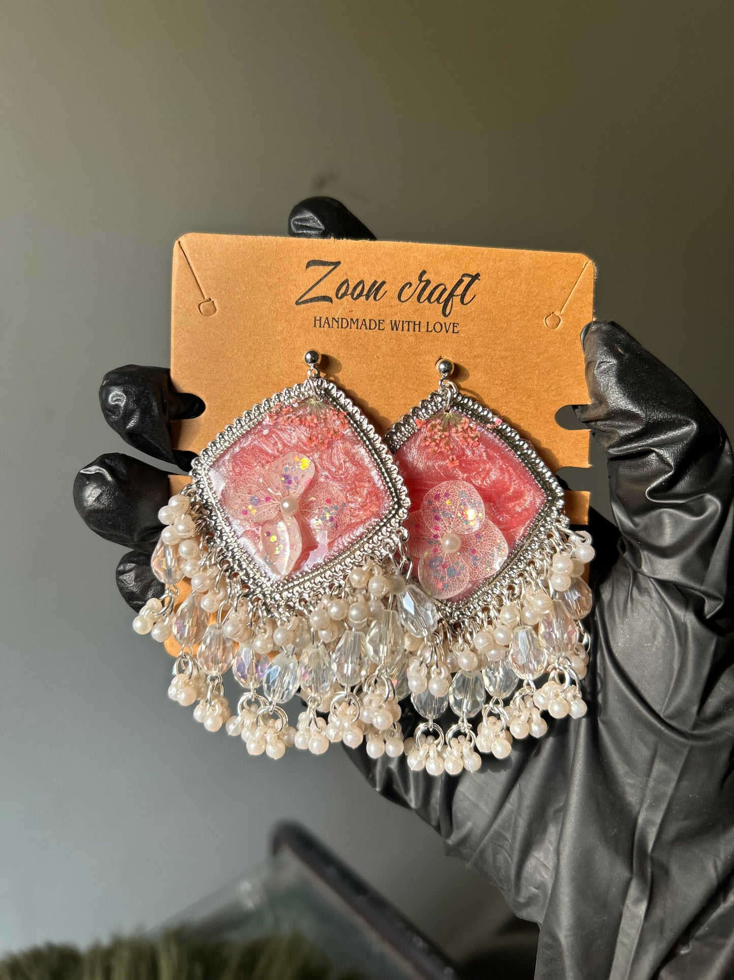Pink Imperial charm 🩷 - Resin jewelry set ( jhumkas , pendent , bracelet & ring ) ✨🪷