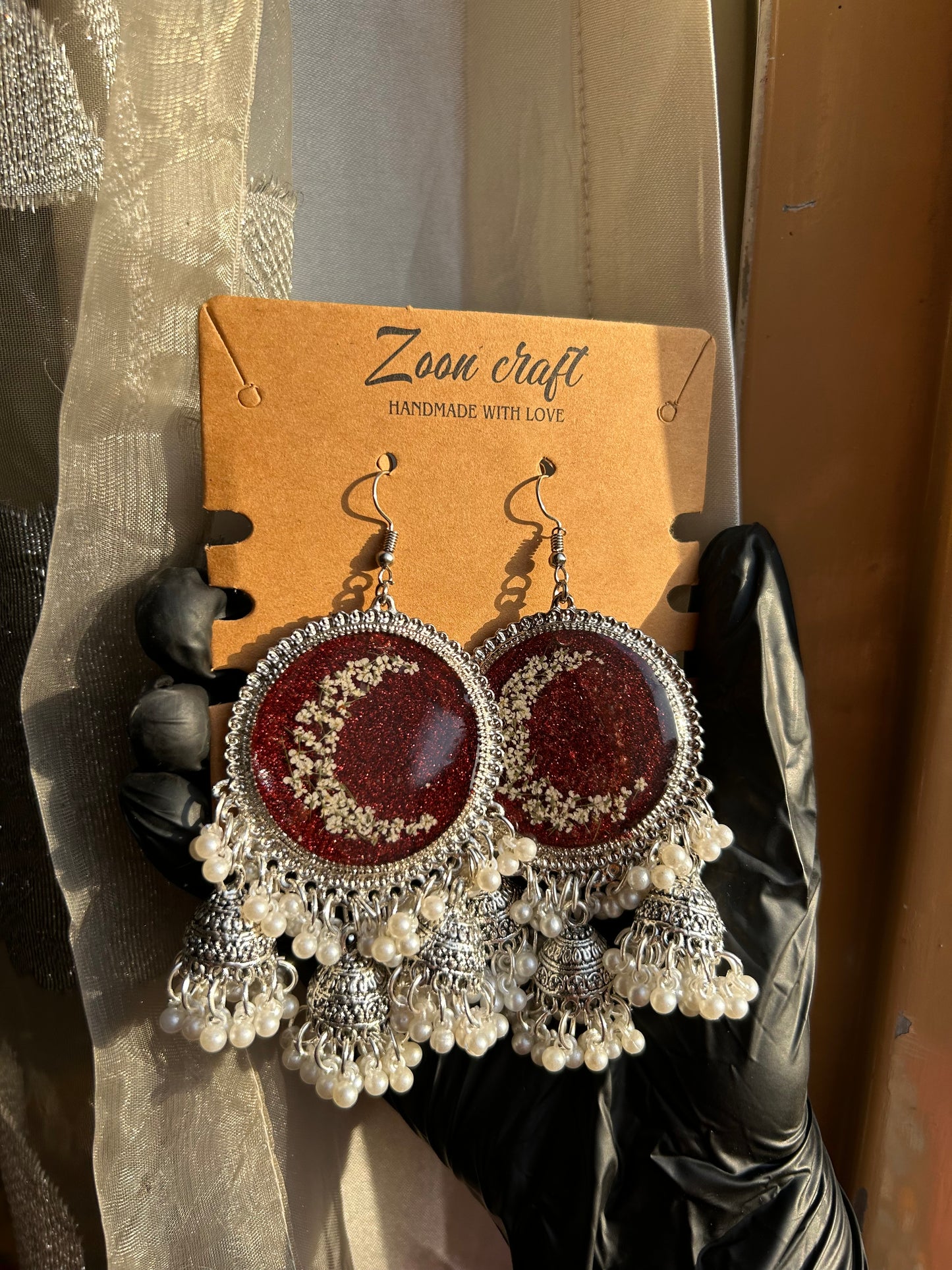 Lunar Blood 🌙❤️ - Resin bloody set ( jhumkas & a ring )