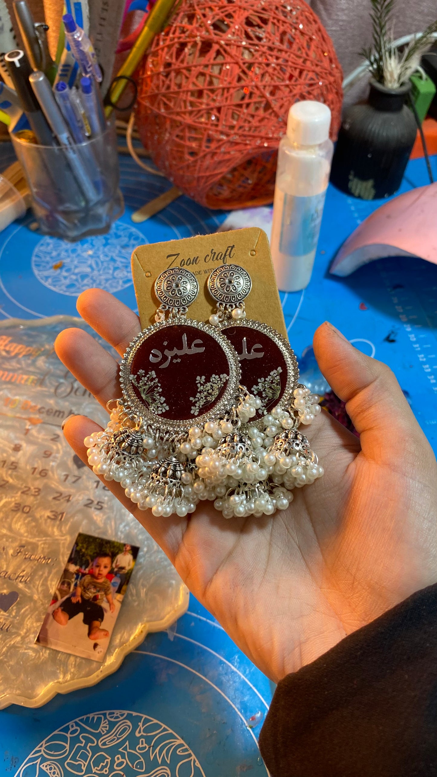 Blood Jhumka | “Eternal Bond – Blood & Resin Love Jhumkas” ❤️🩸✨(3 jhumki with A.M flowers)