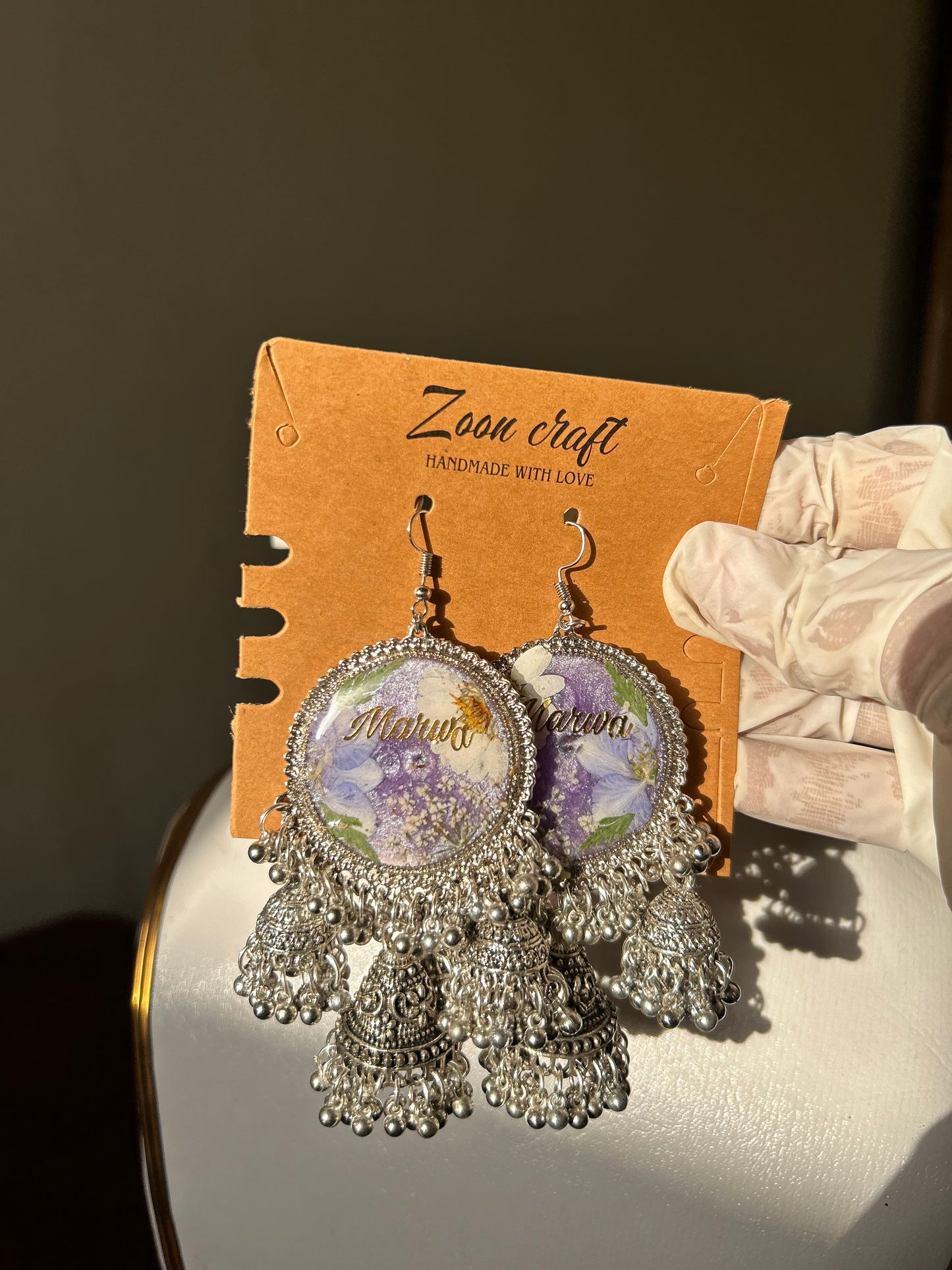 Lilac 3 jhumki set include Earrings, Mala & chokker💜