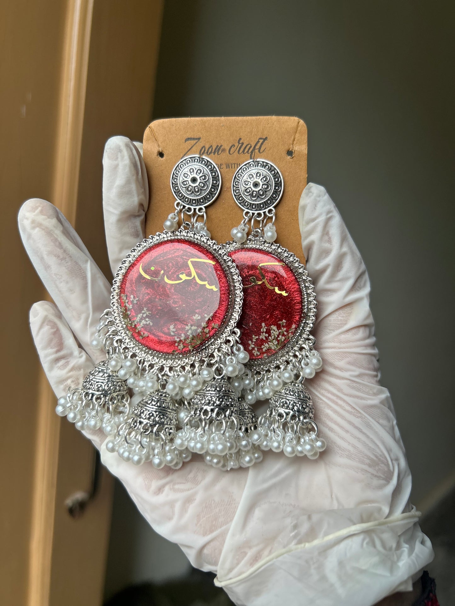 Blood Jhumka | “Eternal Bond – Blood & Resin Love Jhumkas” ❤️🩸✨(3 jhumki with A.M flowers)