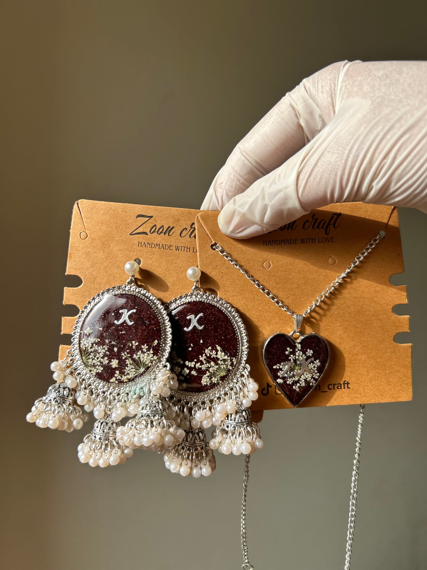 Luv Gleam ❣️ - Resin bloody set ( jhumka earrings & pendent)✨🫶🏻