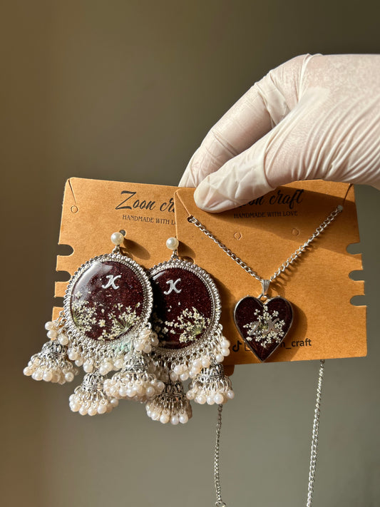 Luv Gleam ❣️ - Resin bloody set ( jhumka earrings & pendent)✨🫶🏻