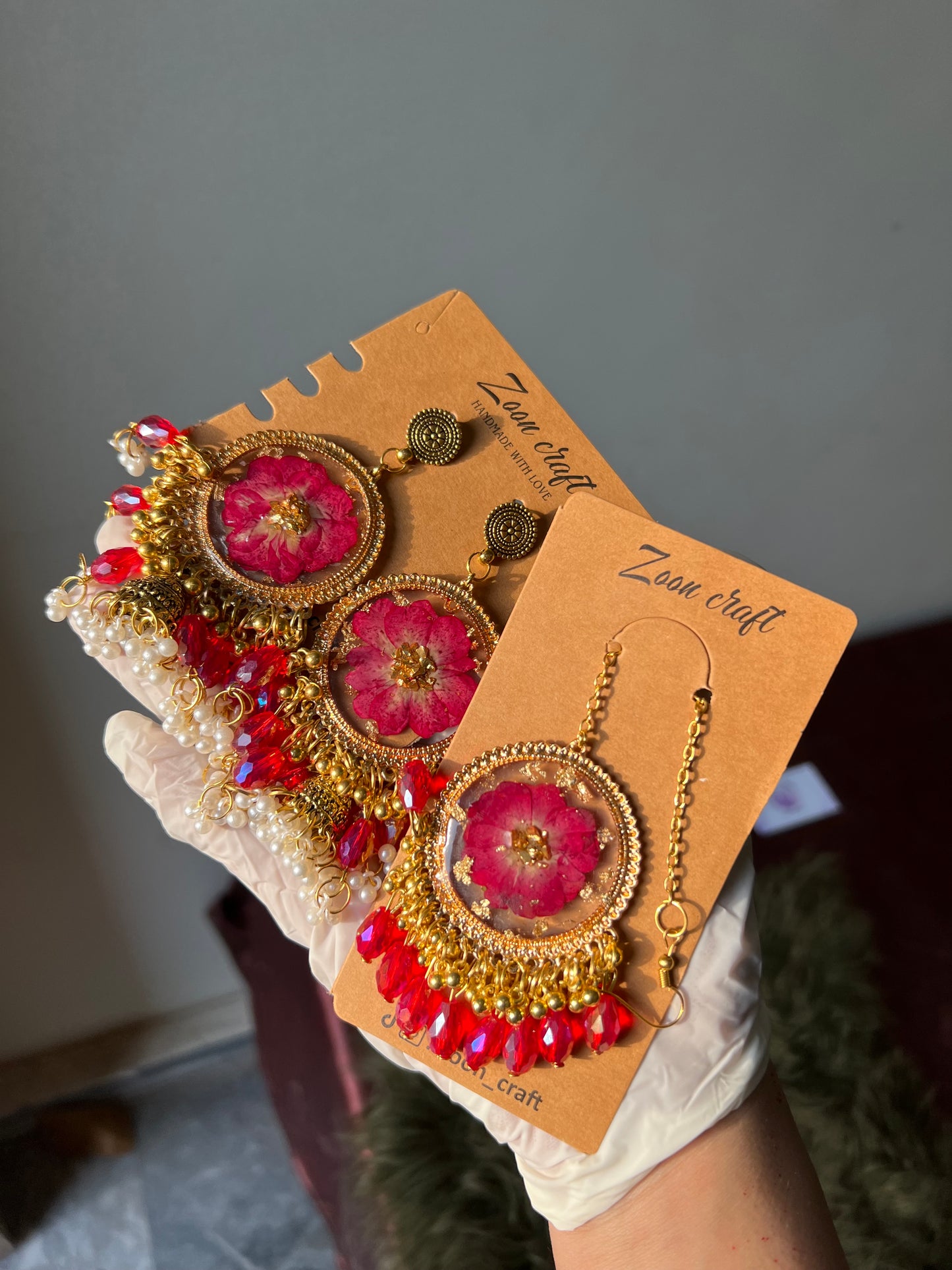 Rose Ãura - Dreamy resin rose set 🫶🏻✨( jhumkas and bindi )