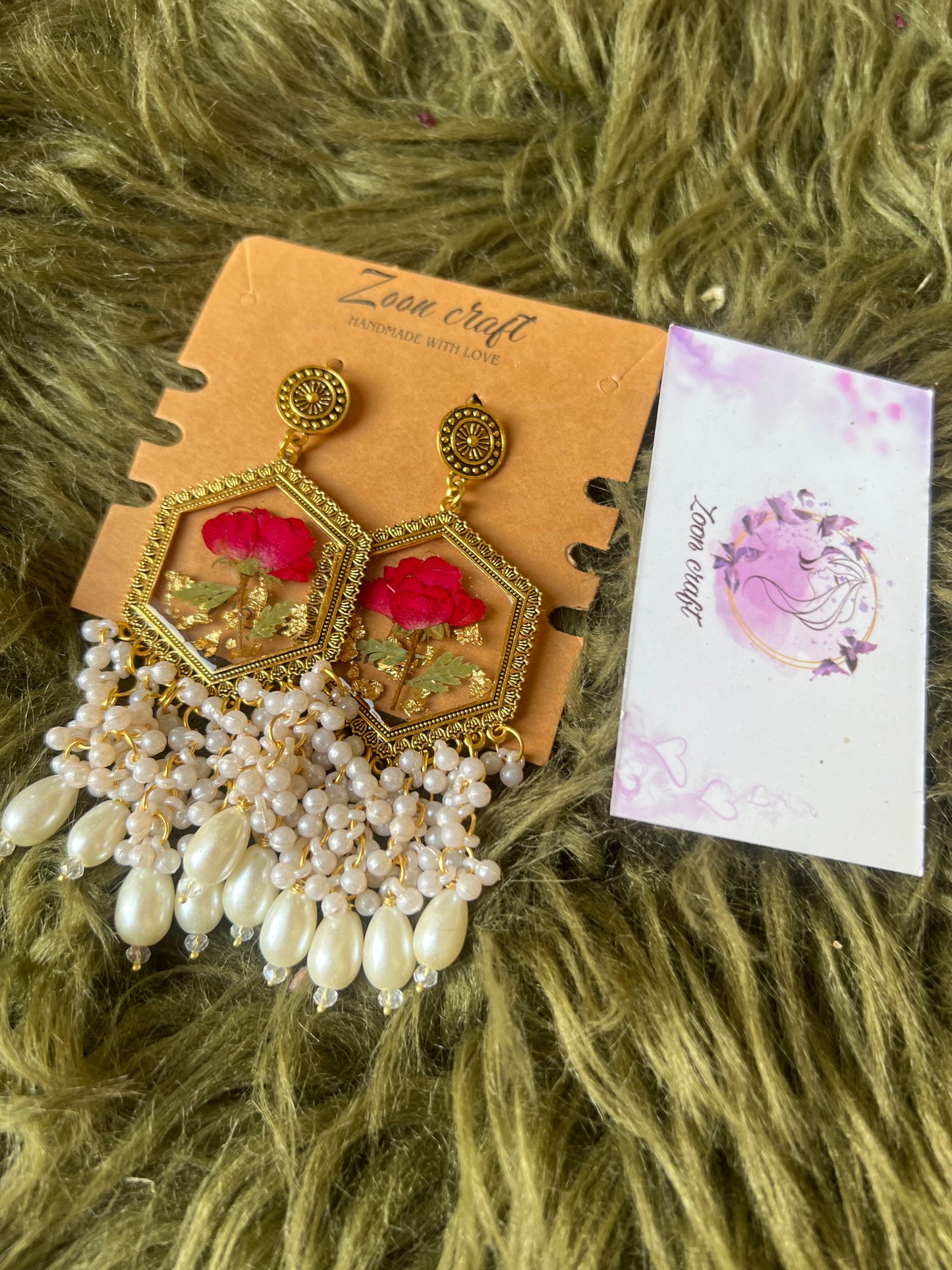 HEXA/ROSE 🥀✨Resin Earrings fuzzy😶‍🌫️