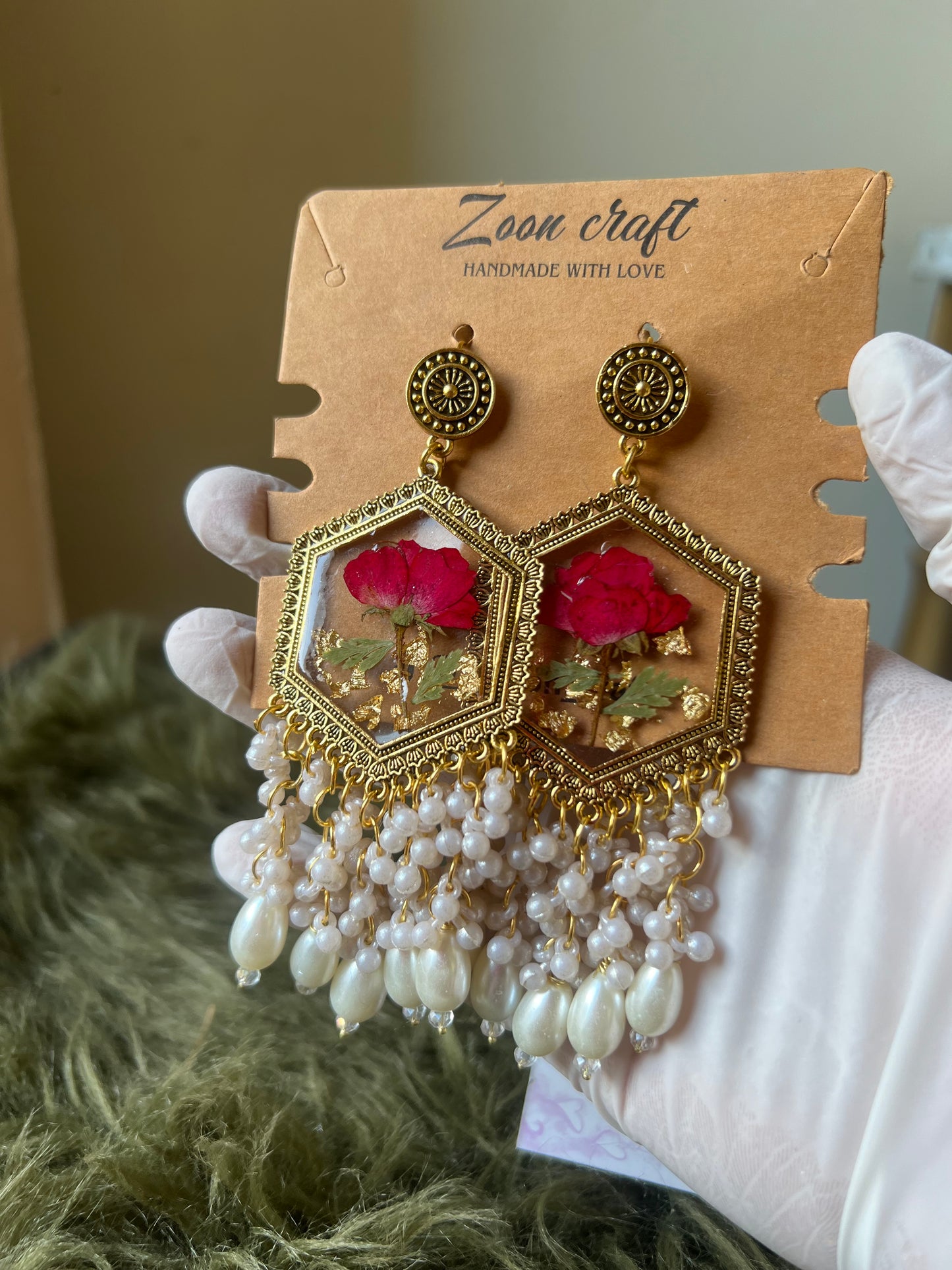 HEXA/ROSE 🥀✨Resin Earrings fuzzy😶‍🌫️