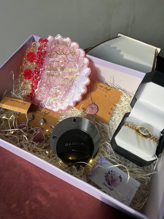 The Aurora Gift box 🎀🦢- Resin jewelry ( tray , jhumkas , ring , bracelet, pendent , hair comb ,handwatch )✨🦋