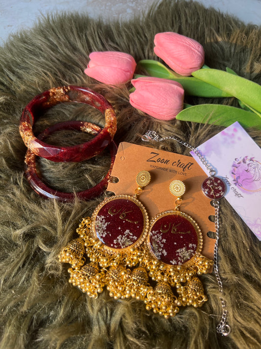 Blood set-Earrings,Bangles & Breclet ✨❤️