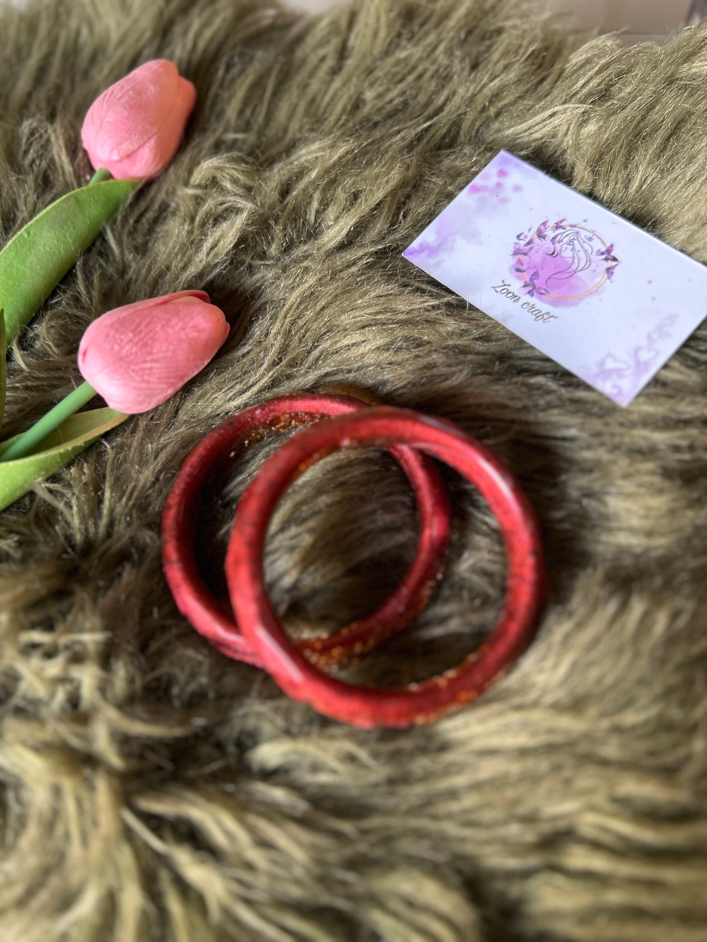 Red/GoldFoil Resin Bangles✨❤️