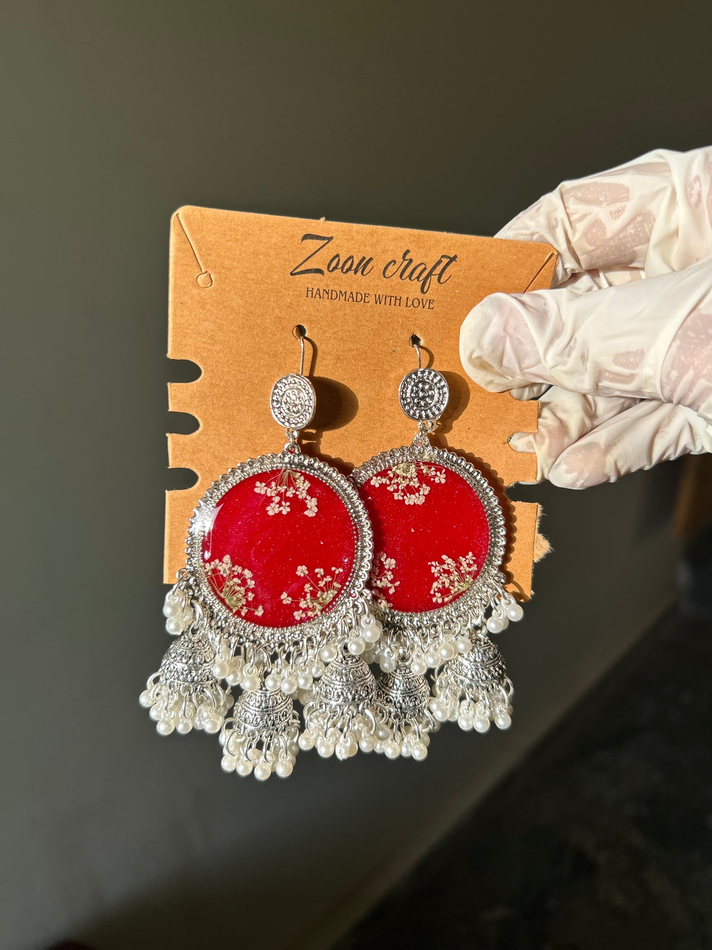 Blood Jhumka | “Eternal Bond – Blood & Resin Love Jhumkas” ❤️🩸✨(3 jhumki with A.M flowers)