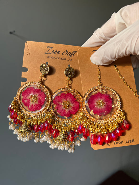 Rose Ãura - Dreamy resin rose set 🫶🏻✨( jhumkas and bindi )