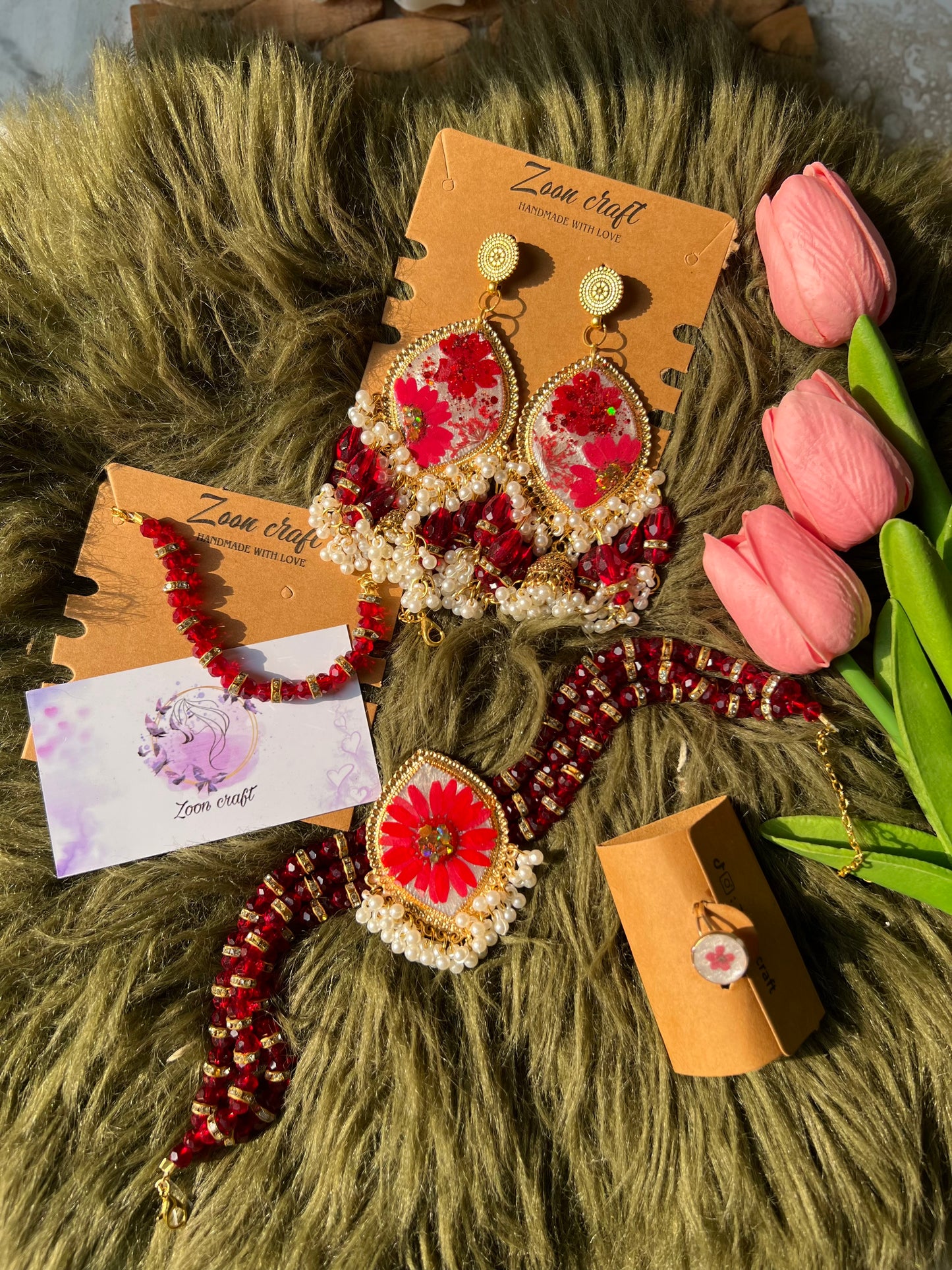 Zeenat-e-Ghulab✨❤️|jewellery set | Earrings, Chokker, breclet & Ring