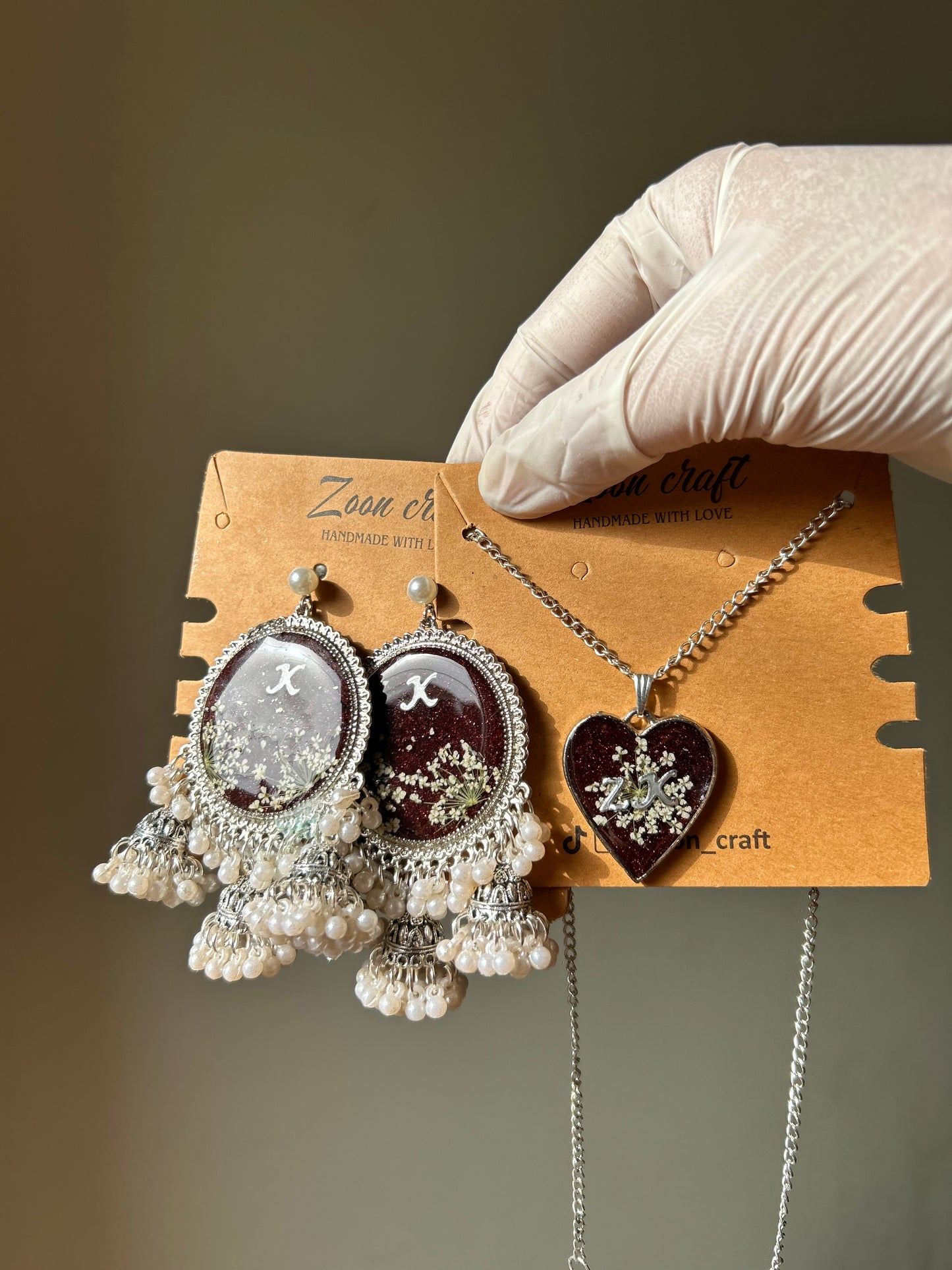 Luv Gleam ❣️ - Resin bloody set ( jhumka earrings & pendent)✨🫶🏻