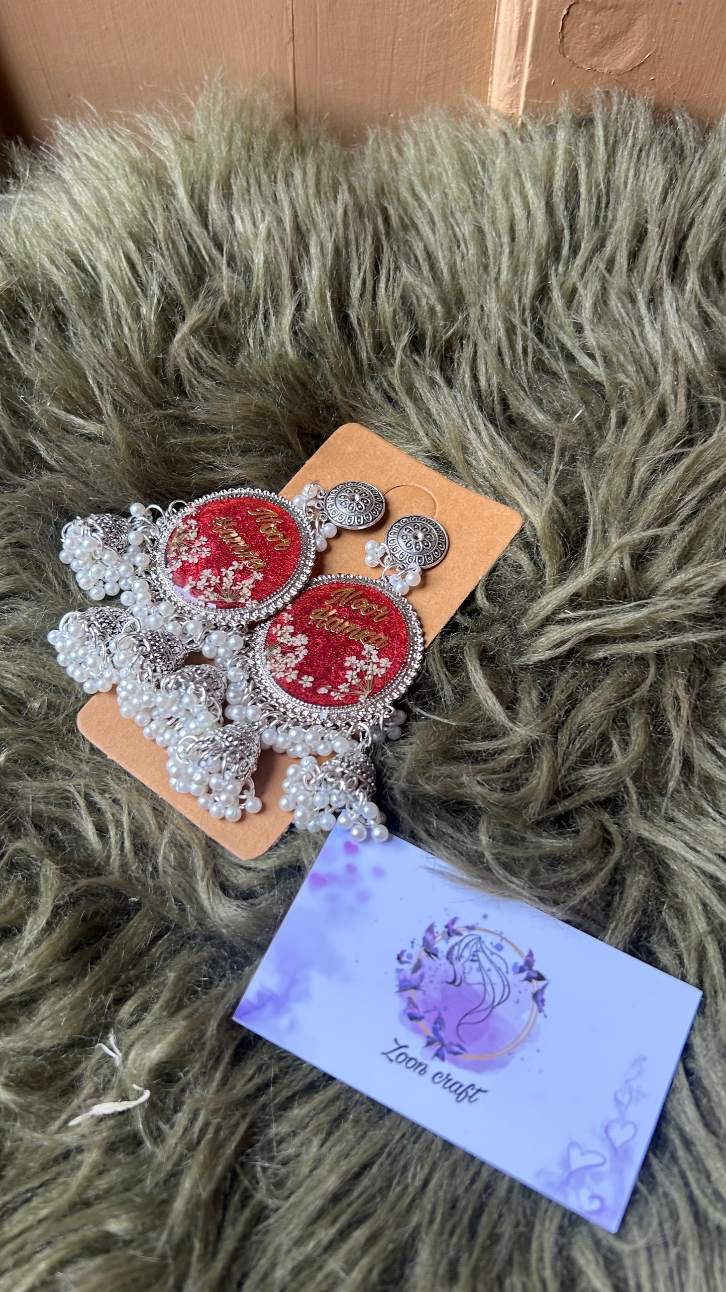 Blood Jhumka | “Eternal Bond – Blood & Resin Love Jhumkas” ❤️🩸✨(3 jhumki with A.M flowers)