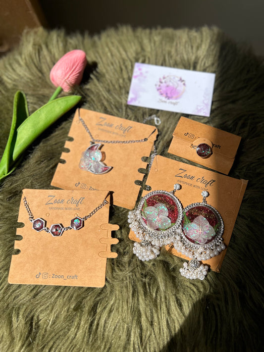 Blood Moon set 🌙✨❤️Earrings,pendant,Ring& Breclet✨🥀