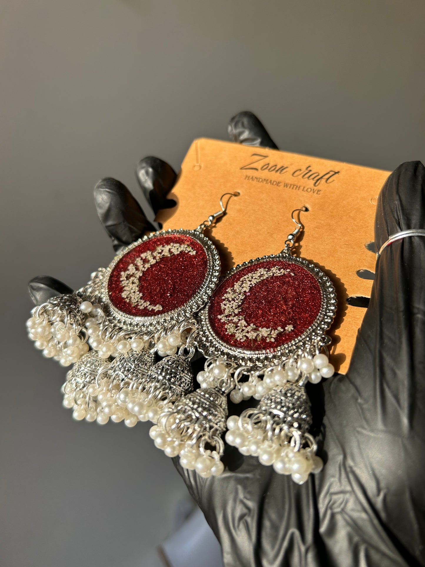 Lunar Blood 🌙❤️ - Resin bloody set ( jhumkas & a ring )